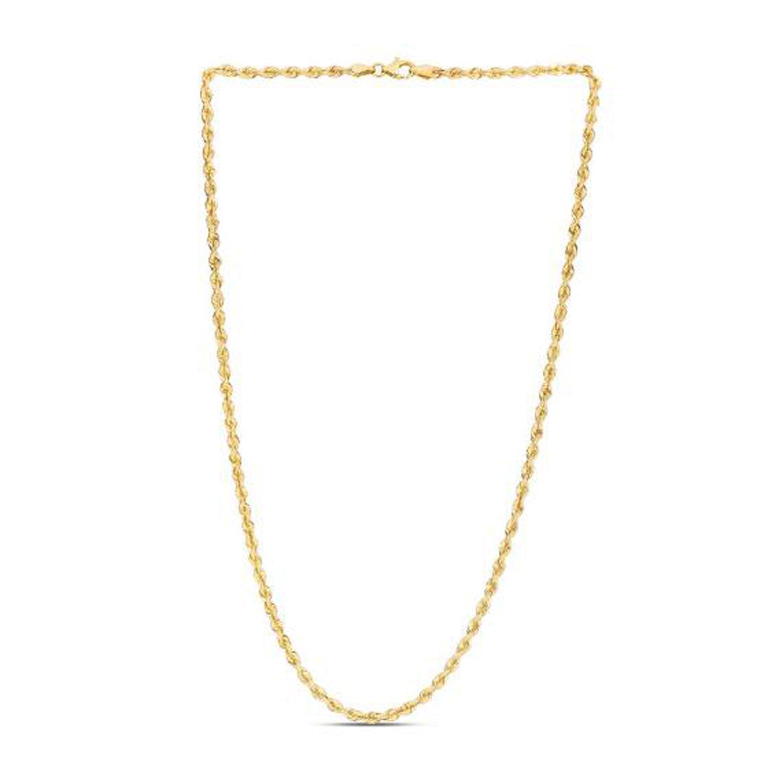 14k Yellow Gold Light Rope Chain (3.00 mm) in a sleek high-contrast midnight luxury editorial style